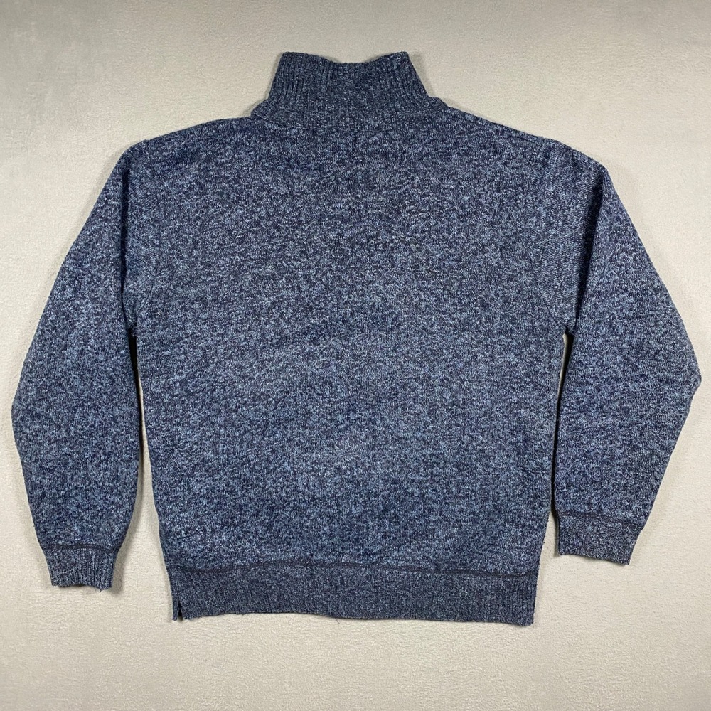YeoKou Cardigan Sweater Mens Medium Blue Full Zip Cashmere Wool Fleece Lined - Picture 2 of 6